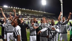 Le festa della Juventus al Franchi (ansa)